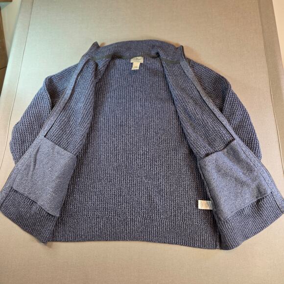 L.L. Bean Organic Cotton Full Zip Sweater Men’s M Blue Knit Jordan - Picture 5 of 11